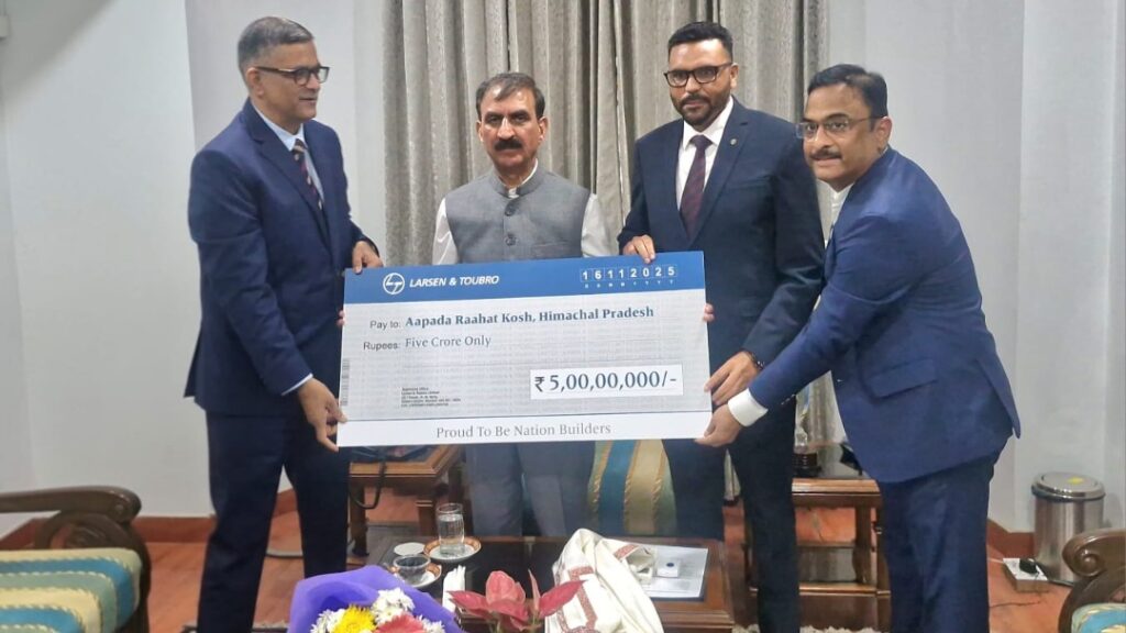 L&T Group presented 5 crore cheque to CM for disaster relief HIMACHAL HEADLINES