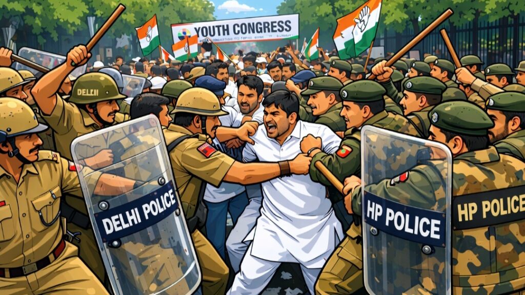 Delhi vs Himachal: Police Clash Over Youth Congress Arrests HIMACHAL HEADLINES