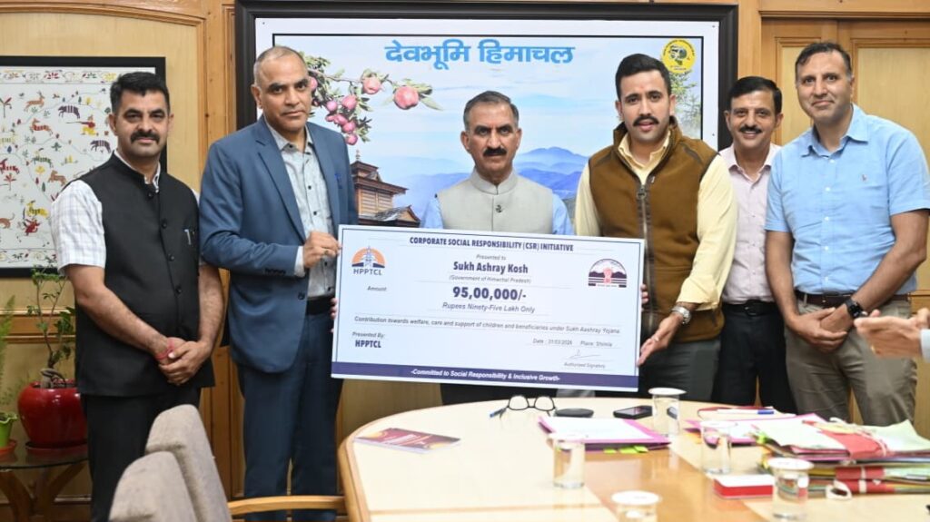 HPPTCL contributes Rs. 95 lakh towards Sukh Ashray Kosh HIMACHAL HEADLINES