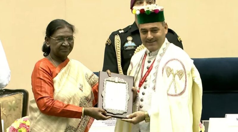 Sangeet Natak Akademi Award presented to Dr. Jogendra Habi by the President HIMACHAL HEADLINES