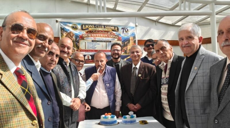 Lions Club Shimla Celebrates 70 Glorious Years of Lionism in India, 12 Senior Lions Honoured HIMACHAL HEADLINES